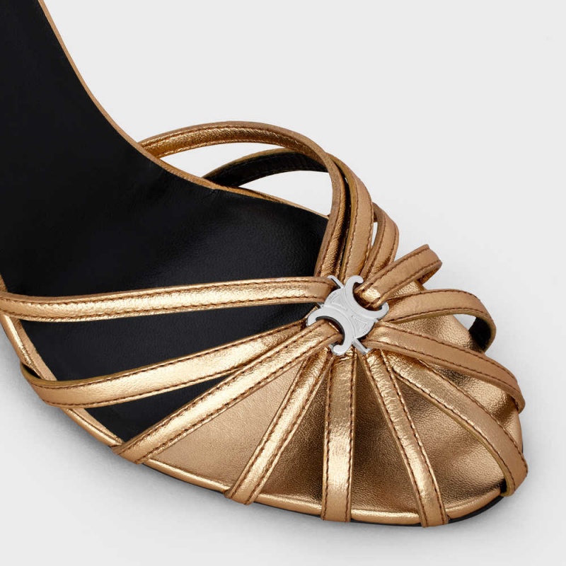 Celine Triomphe In Laminated Sandalen Gold | CL-592599