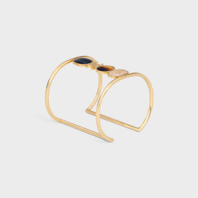 Celine Triomphe Indie Cuff In Brass With Gold Finish Armbänder Gold | CL-592197