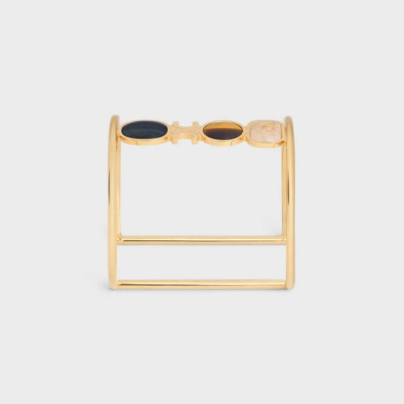 Celine Triomphe Indie Cuff In Brass With Gold Finish Armbänder Gold | CL-592197