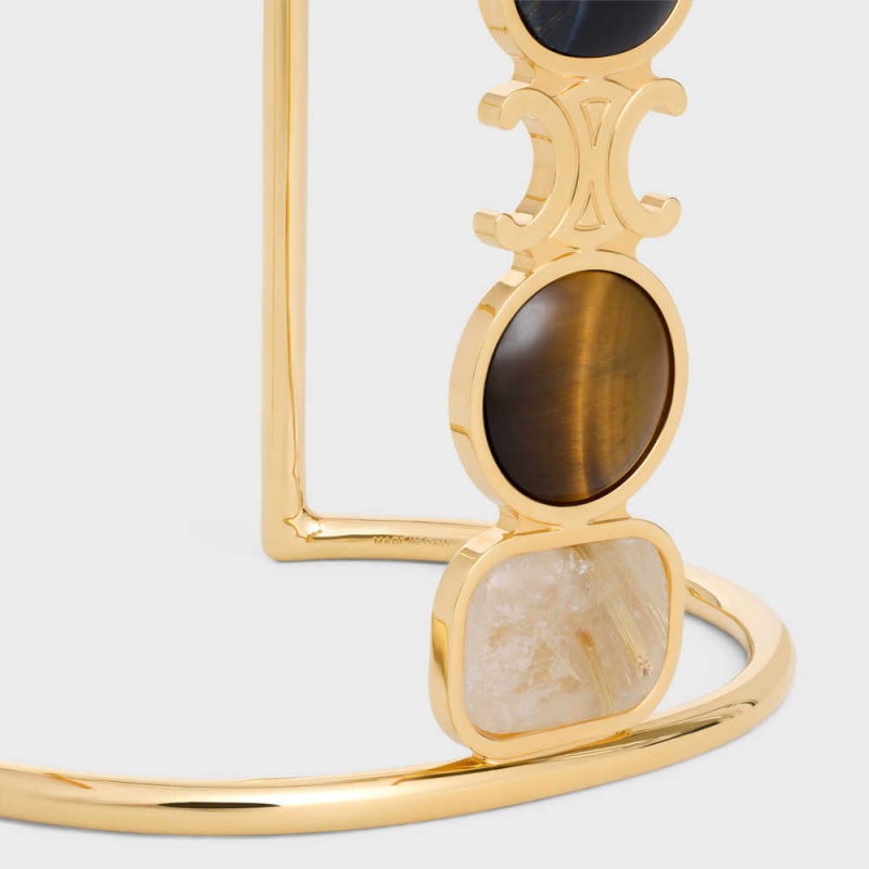 Celine Triomphe Indie Cuff In Brass With Gold Finish Armbänder Gold | CL-592197