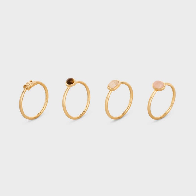 Celine Triomphe Indie Set Of 4 Rings In Brass With Gold Finish Ringe Gold | CL-592181