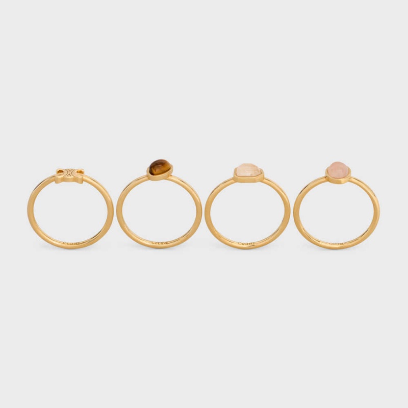 Celine Triomphe Indie Set Of 4 Rings In Brass With Gold Finish Ringe Gold | CL-592181