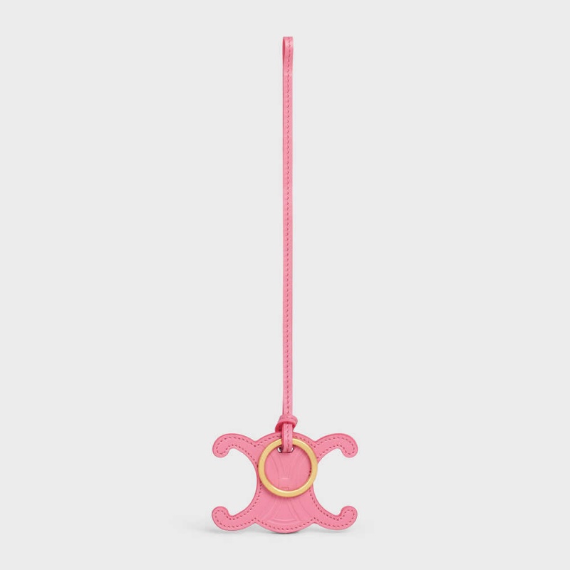 Celine Triomphe Keyring Charm In Smooth Calfskin Kleine Lederwaren Rosa | CL-592898