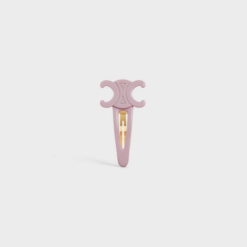 Celine Triomphe Large Snap Hair Clip In Acetate And Steel With Gold Finish Haarschmuck Rosa Gold | CL-592315