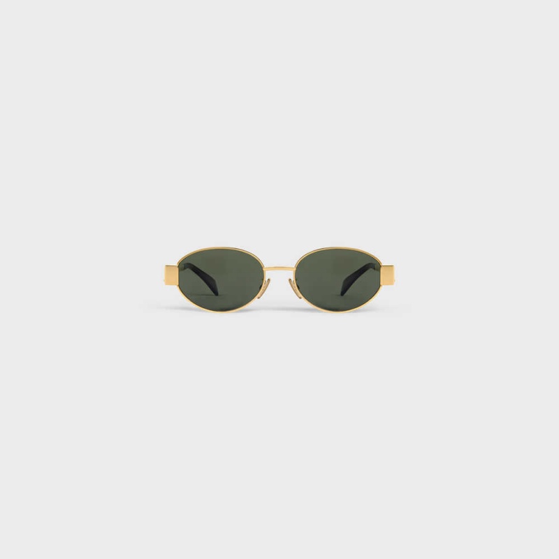 Celine Triomphe Metal 01 In Metal Sonnenbrille Gold Grün | CL-592399