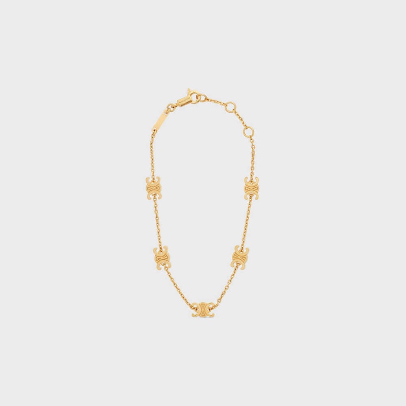 Celine Triomphe Mini Triomphe In Brass With Gold Finish Armbänder Gold | CL-592206