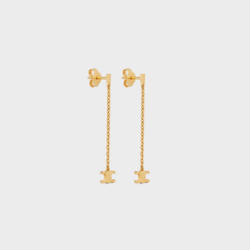 Celine Triomphe Mini Triomphe In Brass With Gold Finish Ohrringe Gold | CL-592301