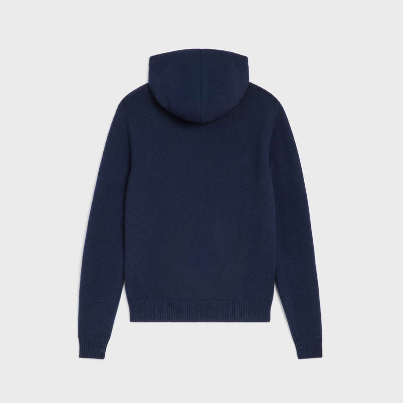 Celine Triomphe Mit Kapuze In Cashmere Wolle Sweatshirts Navy | CL-592113