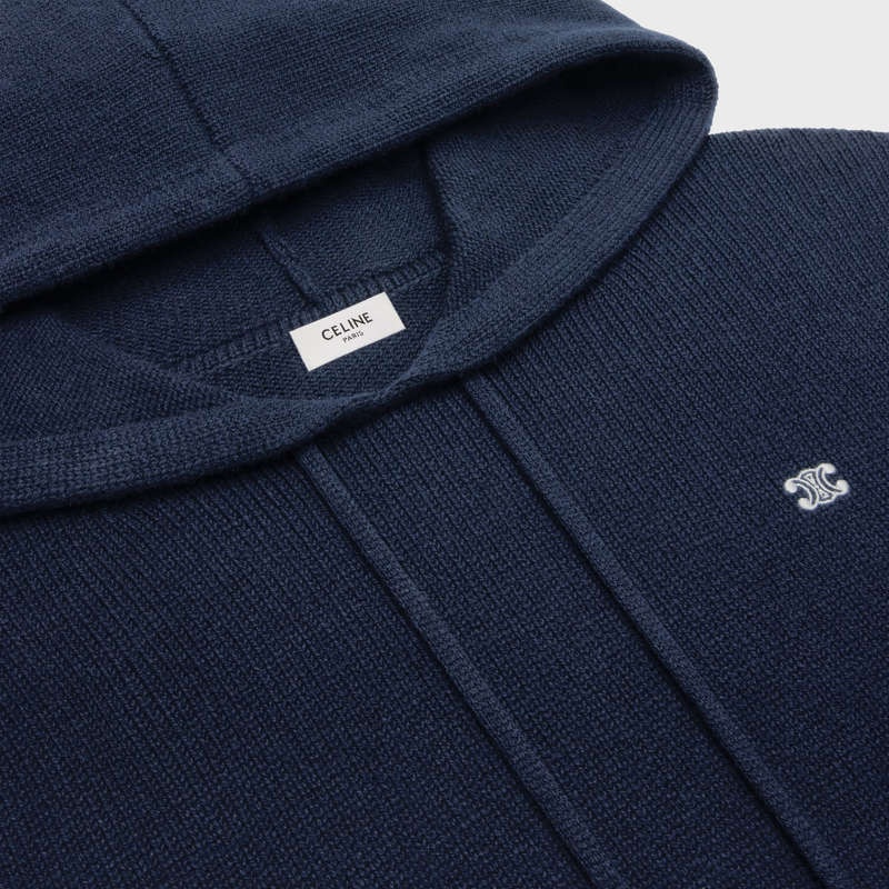 Celine Triomphe Mit Kapuze In Cashmere Wolle Sweatshirts Navy | CL-592113