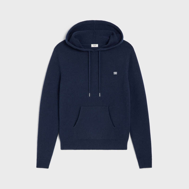 Celine Triomphe Mit Kapuze In Cashmere Wolle Sweatshirts Navy | CL-592113