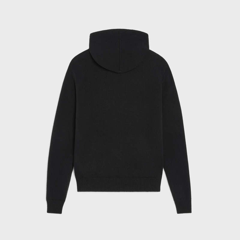 Celine Triomphe Mit Kapuze In Cashmere Wolle Sweatshirts Schwarz Weiß | CL-592112