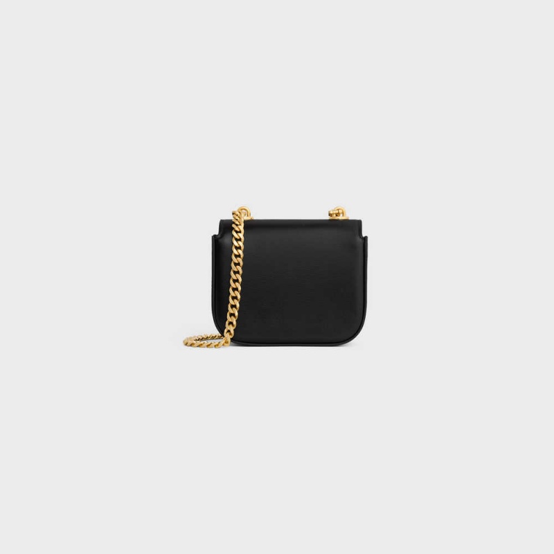 Celine Triomphe On Chain In Shiny Calfskin Mini Taschen Schwarz | CL-593007