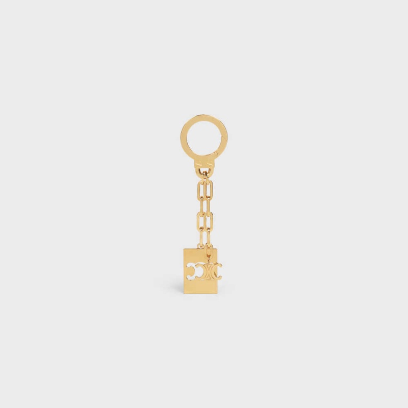 Celine Triomphe Plate Charm In Brass Kleine Lederwaren Gold | CL-592918