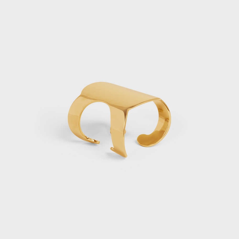 Celine Triomphe Shadow Cuff In Brass With Gold Finish Armbänder Gold | CL-592225