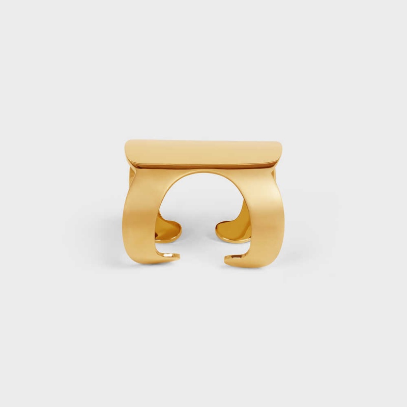 Celine Triomphe Shadow Cuff In Brass With Gold Finish Armbänder Gold | CL-592225