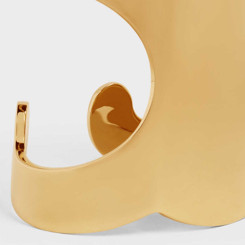 Celine Triomphe Shadow Cuff In Brass With Gold Finish Armbänder Gold | CL-592225