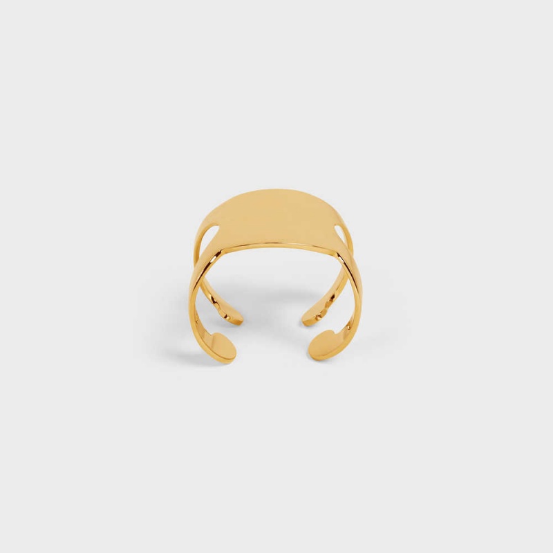 Celine Triomphe Shadow Cuff In Brass With Gold Finish Armbänder Gold | CL-592225