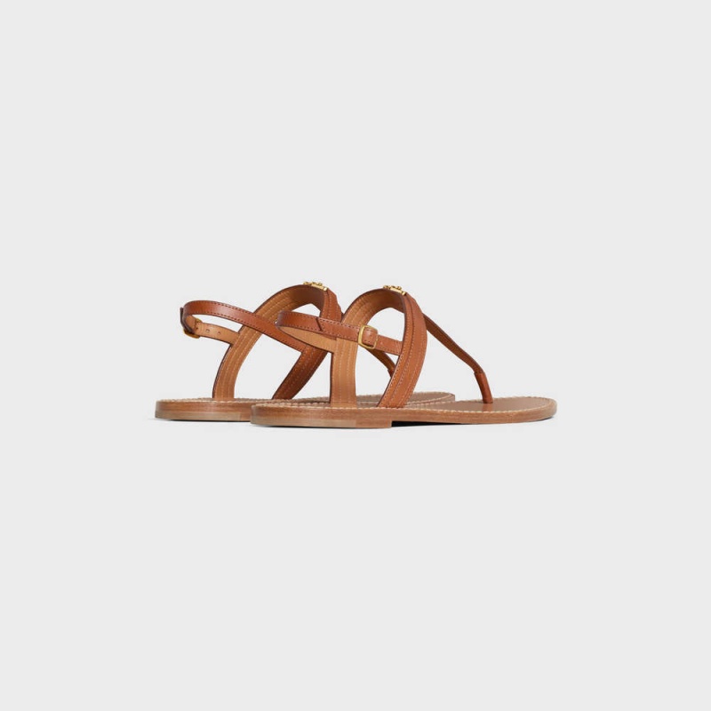 Celine Triomphe Tanga In Vegetable - Tanned Calfskin Sandalen Braun | CL-592590