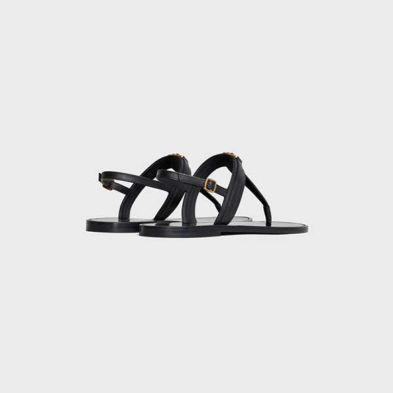 Celine Triomphe Tanga In Vegetable - Tanned Calfskin Sandalen Schwarz | CL-592588