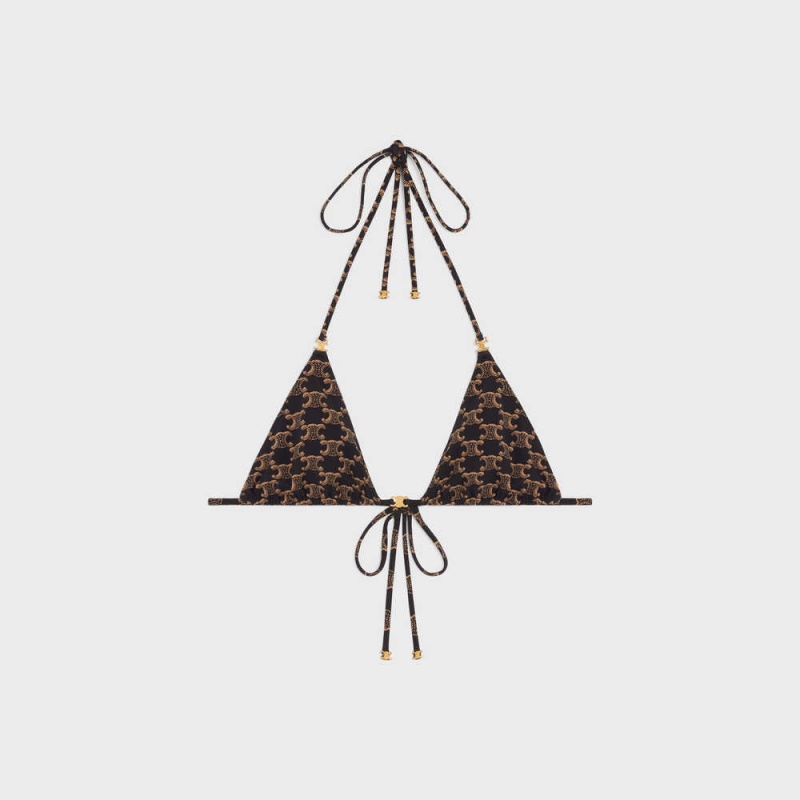 Celine Triomphe Triangle In Matte Jersey Unterwäsche Braun | CL-592765