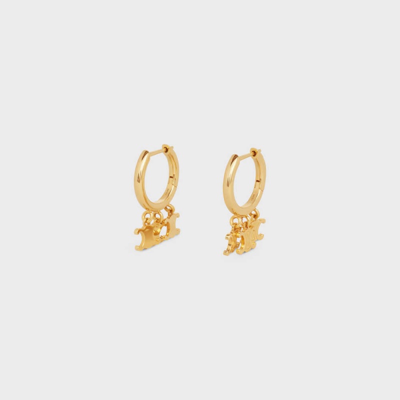 Celine Triomphe Trio Hoops In Brass With Gold Finish Ohrringe Gold | CL-592307