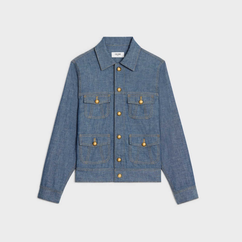 Celine Trucker In Laufschuhe Shirting Jacken Blau | CL-592630