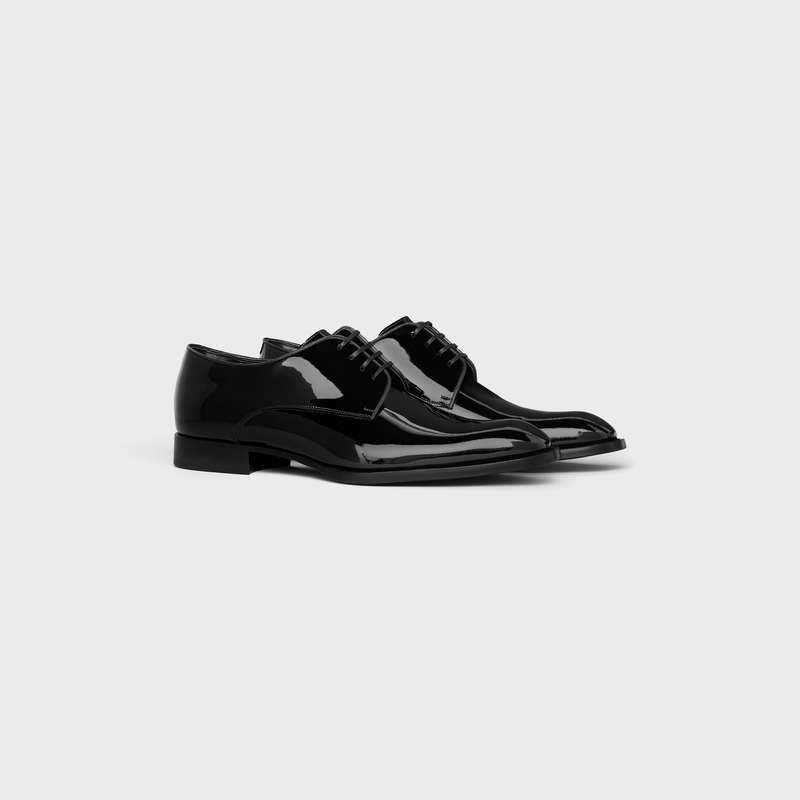 Celine Tuxedo Derby In Lack Calfskin Halbschuhe Schwarz | CL-591882