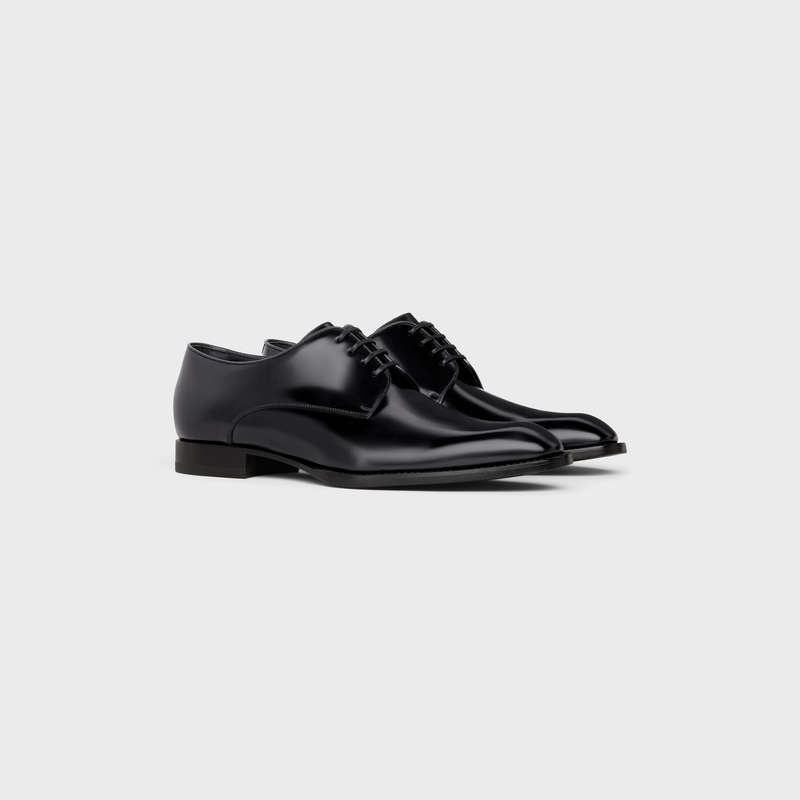 Celine Tuxedo Derby In Polished Bullskin Halbschuhe Schwarz | CL-591883