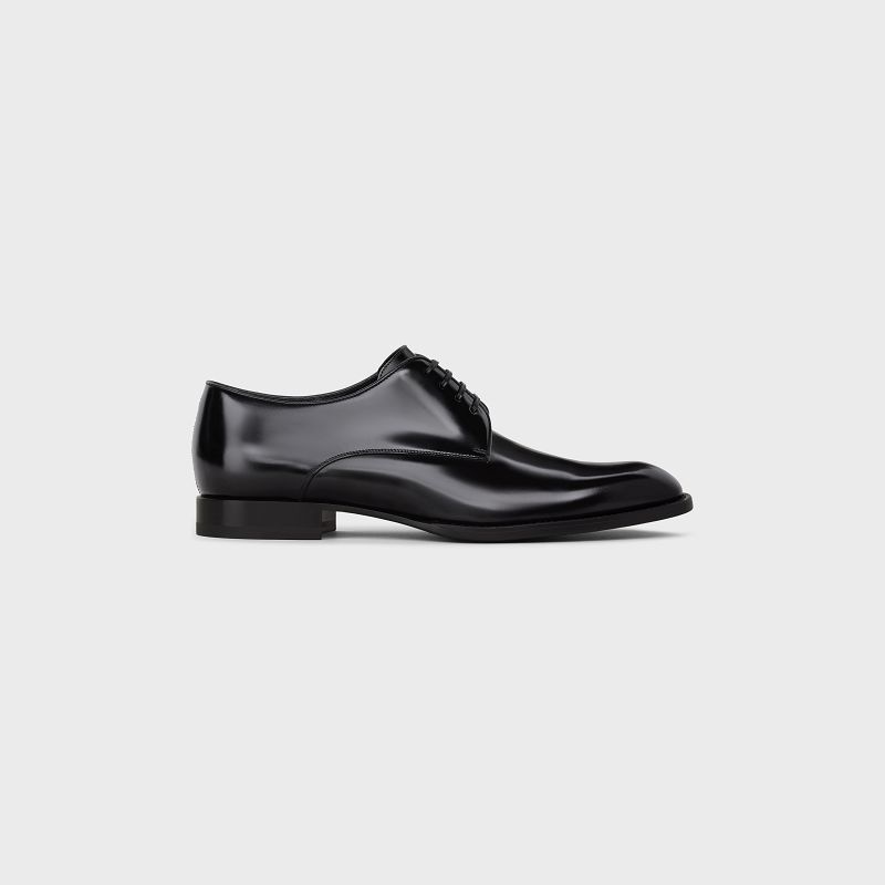 Celine Tuxedo Derby In Polished Bullskin Halbschuhe Schwarz | CL-591883