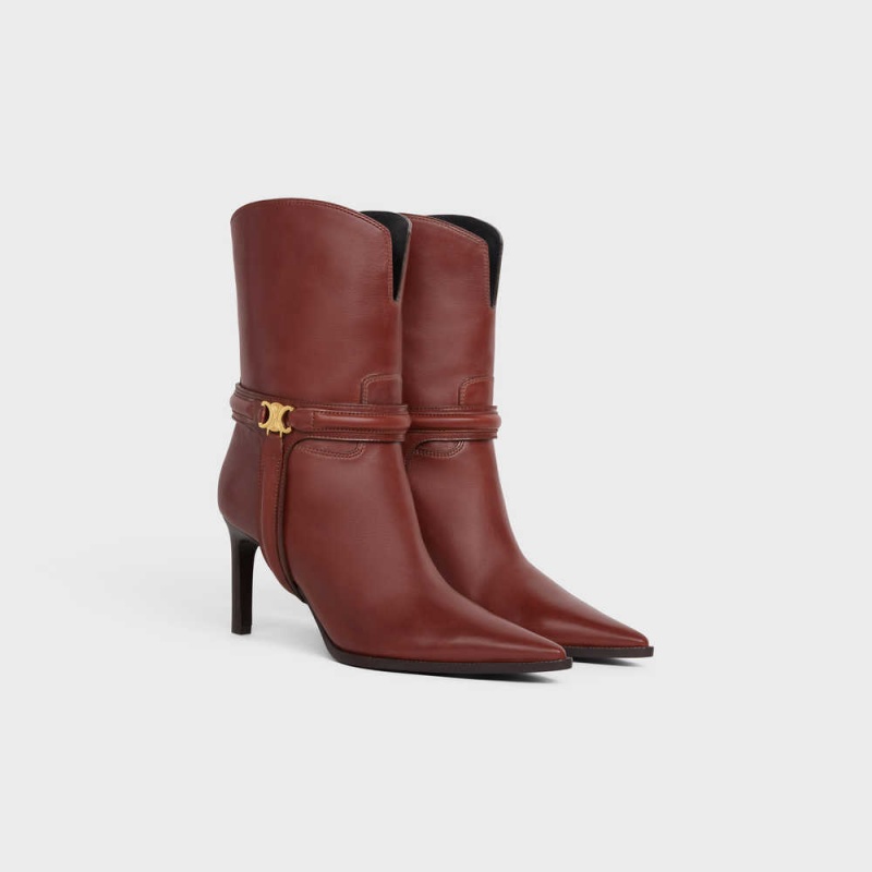 Celine Verneuil Triomphe Harness Low In Calfskin Stiefel Braun | CL-592492