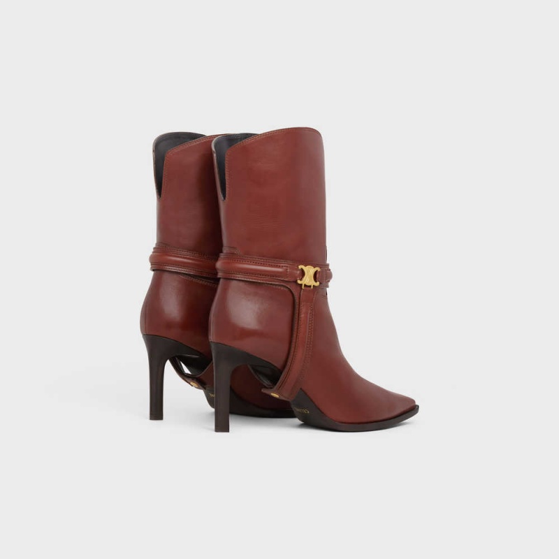 Celine Verneuil Triomphe Harness Low In Calfskin Stiefel Braun | CL-592492