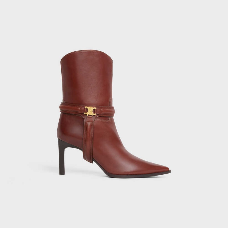 Celine Verneuil Triomphe Harness Low In Calfskin Stiefel Braun | CL-592492