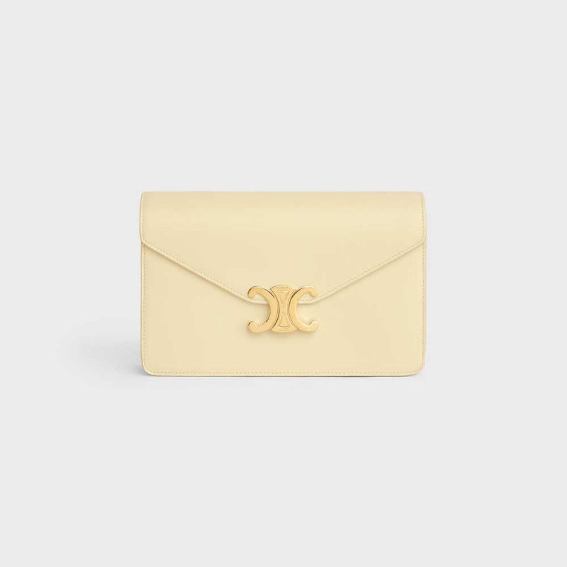 Celine Wallet On Chain Triomphe In Shiny Calfskin Mini Taschen Aprikose | CL-593024