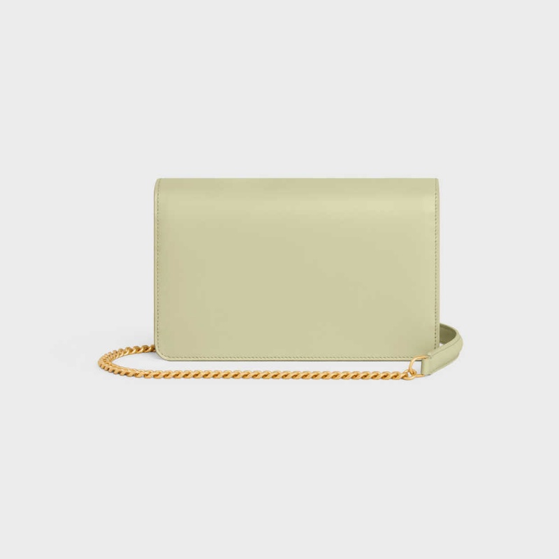 Celine Wallet On Chain Triomphe In Shiny Calfskin Mini Taschen Grün | CL-593023