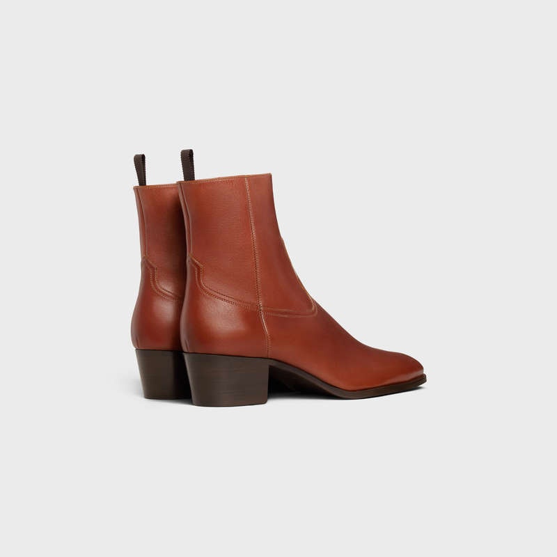 Celine Western Zipped Isaac In Calfskin Stiefel Braun | CL-591862