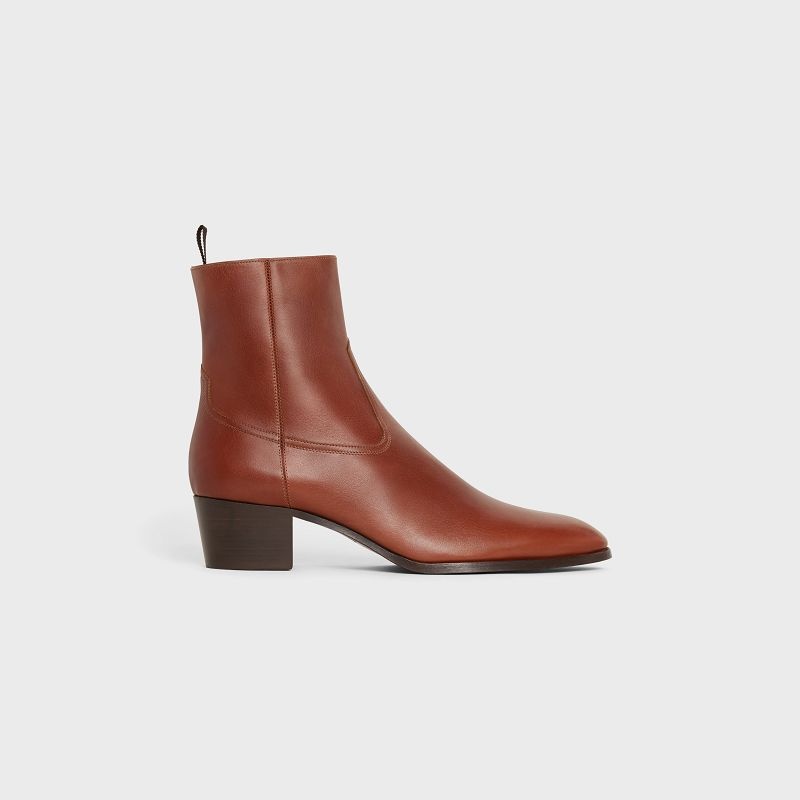 Celine Western Zipped Isaac In Calfskin Stiefel Braun | CL-591862