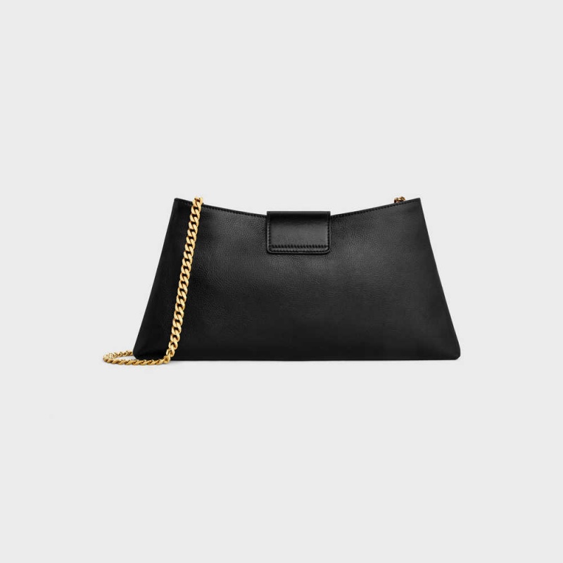 Celine Wiltern Clutch Soft In Smooth Calfskin Triomphe Schwarz | CL-593175