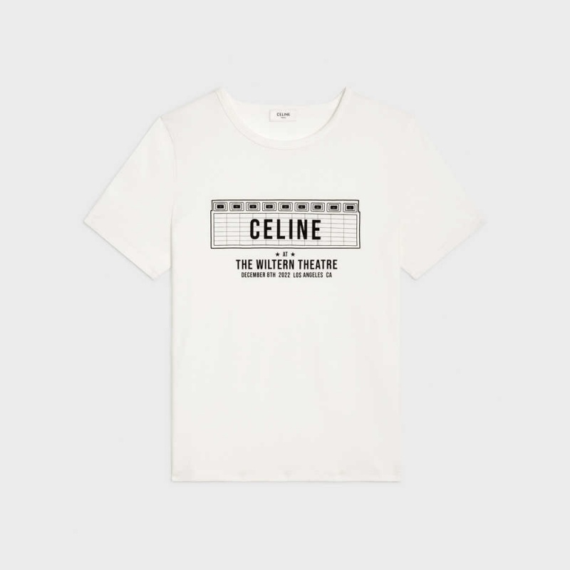 Celine Wiltern In Baumwoll Jersey T-shirt Weiß Schwarz | CL-592773