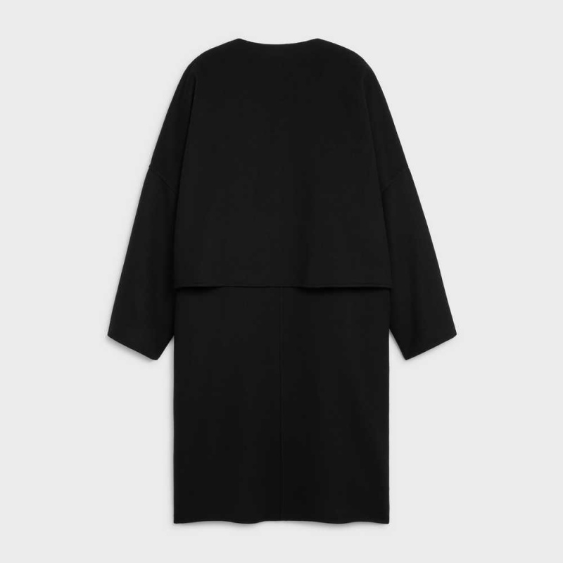 Celine With Pure Collar In Double Face Cashmere Mäntel Schwarz | CL-592622