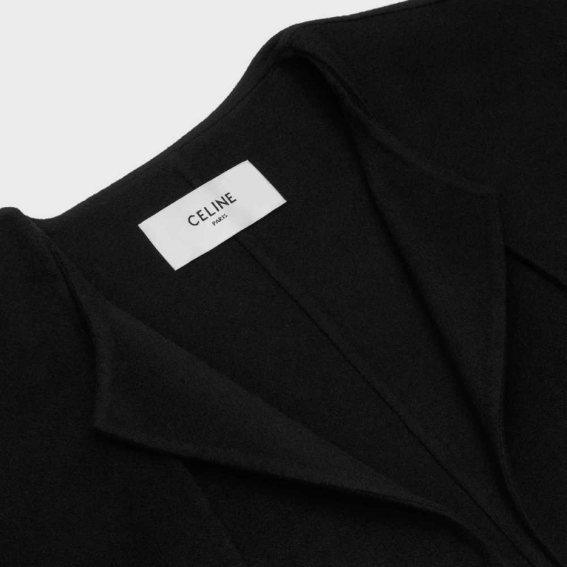 Celine With Pure Collar In Double Face Cashmere Mäntel Schwarz | CL-592622