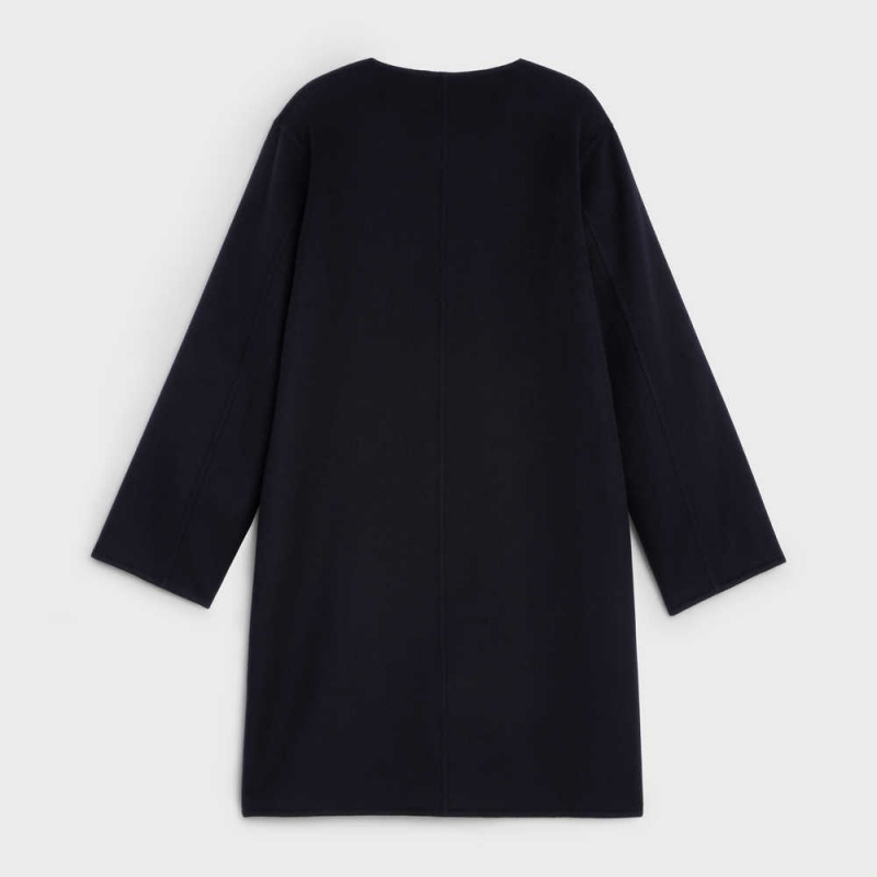 Celine With Pure Collar In Double Faced Cashmere Mäntel Schwarz | CL-592623