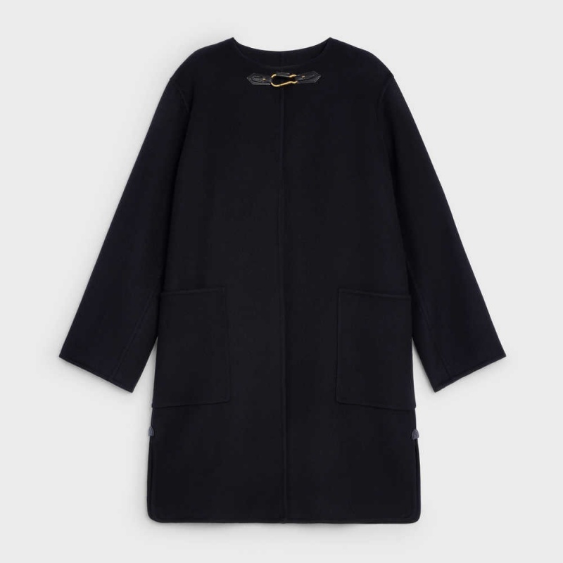 Celine With Pure Collar In Double Faced Cashmere Mäntel Schwarz | CL-592623