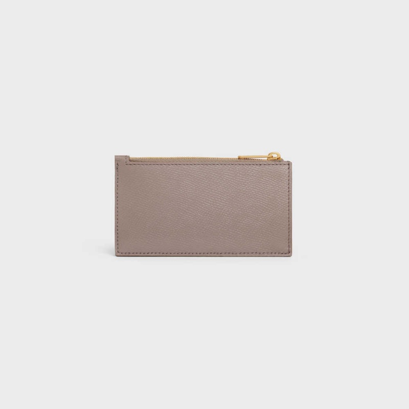 Celine Zipped Compact Essentials Grained Calfskin Kartenhülle Grau | CL-592963