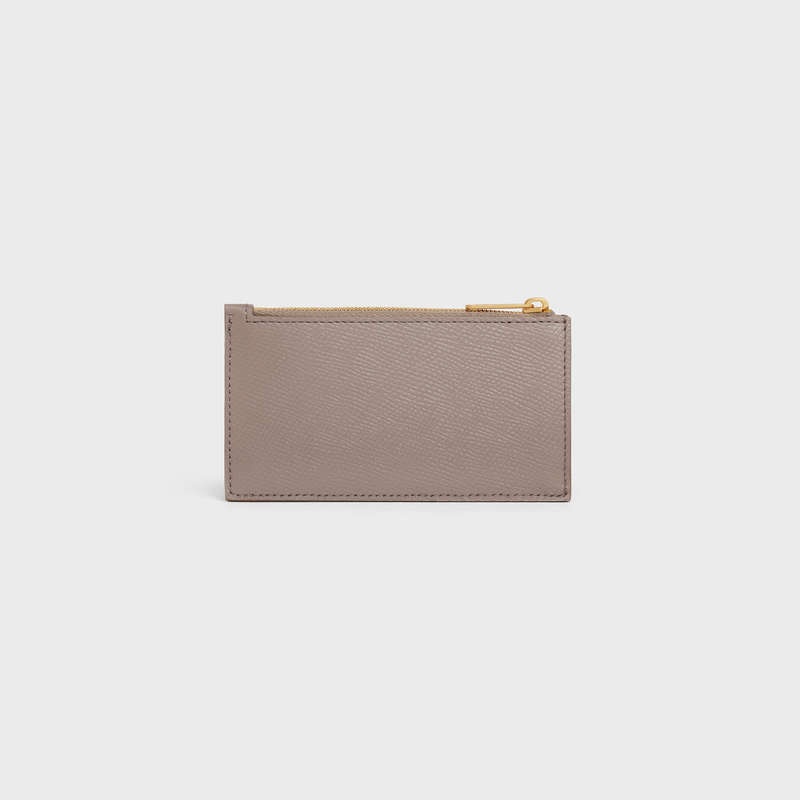 Celine Zipped Compact Essentials In Grained Calfskin Kartenhülle Grau | CL-591811