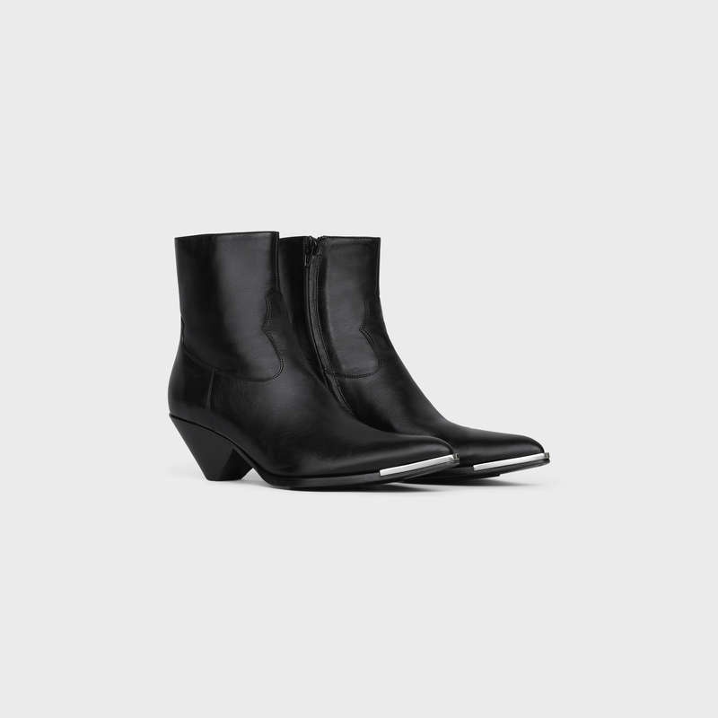 Celine Zipped Conique With Metal Kappe In Shiny Calfskin Stiefel Schwarz | CL-591875