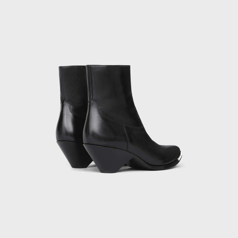 Celine Zipped Conique With Metal Kappe In Shiny Calfskin Stiefel Schwarz | CL-591875